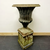 Antique 19th Century Cast Iron Campana Urn on Base