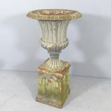 Antique 19th Century Cast Iron Campana Urn on Base