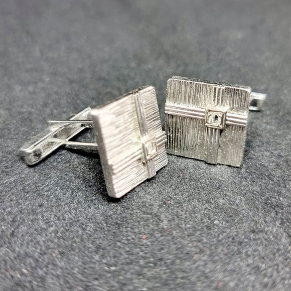 Pair of 18 Carat White Gold and Diamond Cufflinks