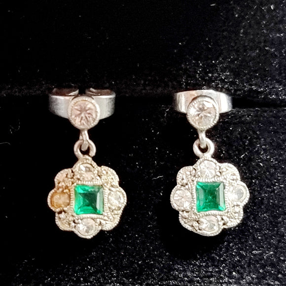 Antique Pair of White Gold Edwardian Drop Earrings