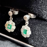 Antique Pair of White Gold Edwardian Drop Earrings