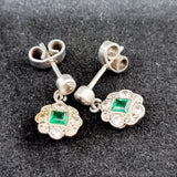 Antique Pair of White Gold Edwardian Drop Earrings