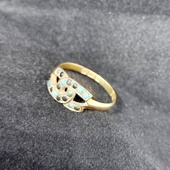 Antique Edwardian 15 Carat Gold and Turquoise Horseshoe Ring