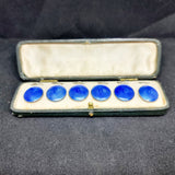 Set of Six Enamel and Silver Antique buttons
