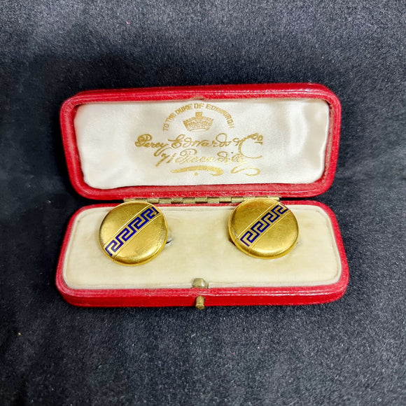 Antique Heavily Gold Plated and Enamel Buttons