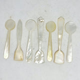 Seven Antique Mother of Pearl Salt or Mustard Spoon