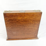 Antique Arts and Crafts  Three Bottled Decanter Oak Tantalus