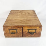 Antique Oak Desk Top Two Drawer Filing/ Card Cabinet