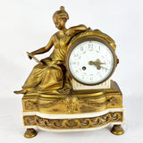 Antique Bronze and Marble French Mantle Clock