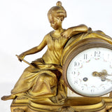 Antique Bronze and Marble French Mantle Clock