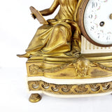 Antique Bronze and Marble French Mantle Clock