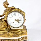 Antique Bronze and Marble French Mantle Clock