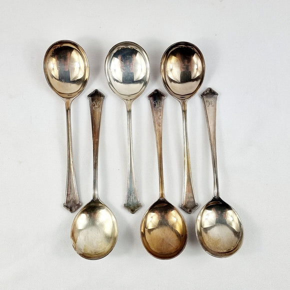 Vintage Elkington Plate Silver Plated Soup Spoons