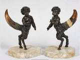 Antique Bronze Pair of Child Fawns French 19th Century