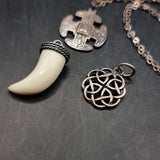 Three Silver Vintage Pendants. Two of Celtic Design, another Tooth Design