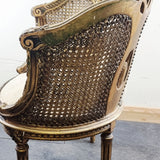 Pair of Antique Bergere Tub Shaped Gltwood French Chairs