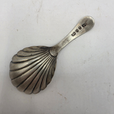 Antique Georgian Bright Cut Solid Silver Tea Caddy Spoon – Shell Bowl