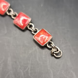 Three Silver Vintage Bracelets. Red Stone. Love Heart Locket Padlock.
