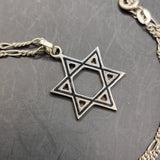 Vintage Enamel Silver Star of David Pendant on Silver Necklace