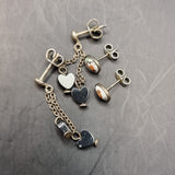 Two Pairs of Vintage Silver Earrings. Robin Stud and Heart Drop