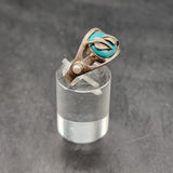 Vintage Turquoise and Pearl Silver Ring Size M
