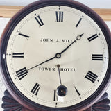 Antique Mahogany Single Fusee Brass Inlaid Wall Clock by John J. Mills
