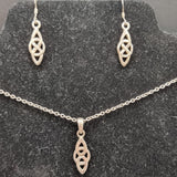 Vintage Silver Celtic Pattern Set Pendant and Earrings.