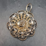 Two Vintage Silver Flower Pendants with a Silver Plated Brooch