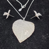 Vintage Silver Flower Wire Earrings with a Silver Plated Leaf Necklace
