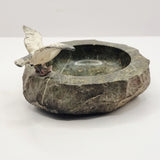 Vintage Souvenir Courish Serpentine Stone Trinket Dish with Seagull