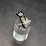 Vintage Two Stone Cross Over Silver Ring. Size 0/M