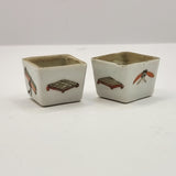 Antique Pair of Cantonese 19th Century Chinese Salt Pots or Bird feeders.