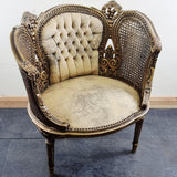 Pair of Antique Bergere Tub Shaped Gltwood French Chairs