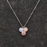 Vintage Silver Coloured Glass Pendant 3 Circles or Clover Shape