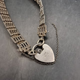 Three Silver Vintage Bracelets. Red Stone. Love Heart Locket Padlock.
