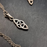 Vintage Silver Celtic Pattern Set Pendant and Earrings.