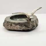 Vintage Souvenir Courish Serpentine Stone Trinket Dish with Seagull