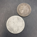 Silver Gothic Head Florin and Silver 1887 Shilling