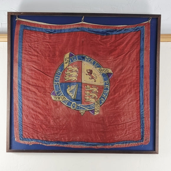 Antique Mid 19th Century Silk Royal Standard Flag Royal Coat of Arms