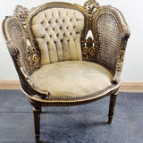 Pair of Antique Bergere Tub Shaped Gltwood French Chairs