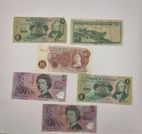 Collection of Vintage Banknotes. Australian, Scottish and English. Shillings, Pounds and Five Pounds Notes