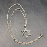 Vintage Enamel Silver Star of David Pendant on Silver Necklace