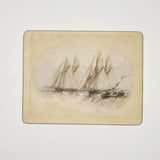 Pair of Vintage Watercolour On Board of Sailing Ships by F. Norie