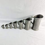 Set of 7 Etain 90 Pewter Measures From A Litre to A Centilitre.