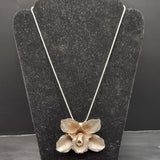 Large Vintage 925 Silver Flower Pendant on Silver Necklace