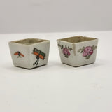 Antique Pair of Cantonese 19th Century Chinese Salt Pots or Bird feeders.