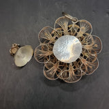 Two Vintage Silver Flower Pendants with a Silver Plated Brooch