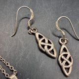 Vintage Silver Celtic Pattern Set Pendant and Earrings.