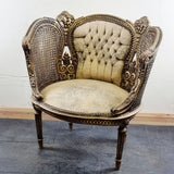 Pair of Antique Bergere Tub Shaped Gltwood French Chairs