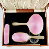 1928 William Neale & Son Ltd Silver Gilt and Enamel Art Deco Dressing Table Set
